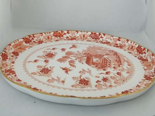 Chinoiserie!  A Royal Worcester Burnt Orange Dish and Bowl C1909