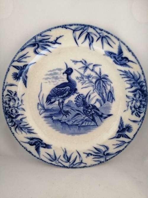 Circ 1850`s JRB Cyprus Ironstone Dinner and Side Plate , Bird Motif
