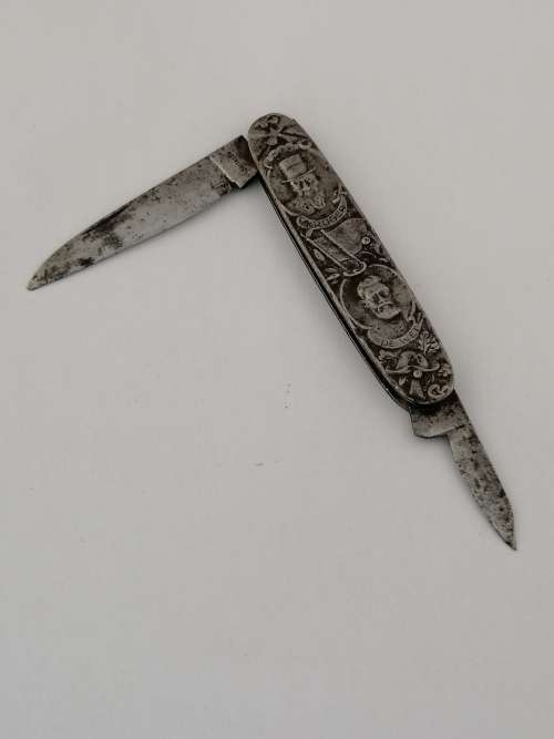 SA Historical : Paul Kruger /Christian De Wet Pocket Knife 1882 Election Promotion Germany