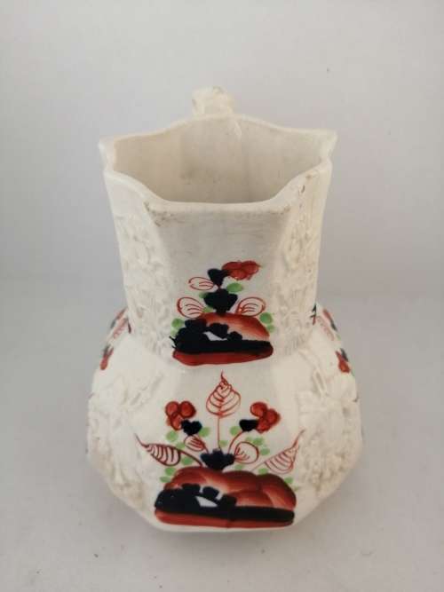 Antique 19th C Gaudy Welsh hand painted design Molded Jug
