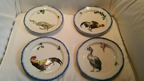 A Cica 1870 Set of Four Creil et Montreau Pottery Rousseau Pattern Dessert Plates.