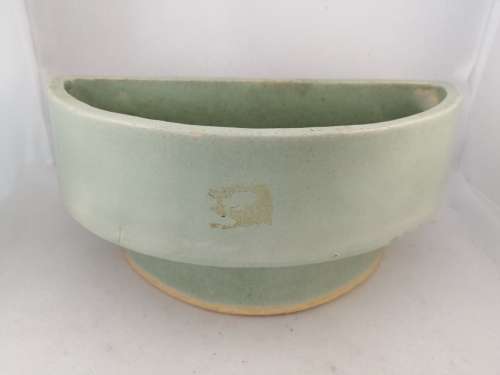 Vintage Mint Green Semi Circular Shaped Vase