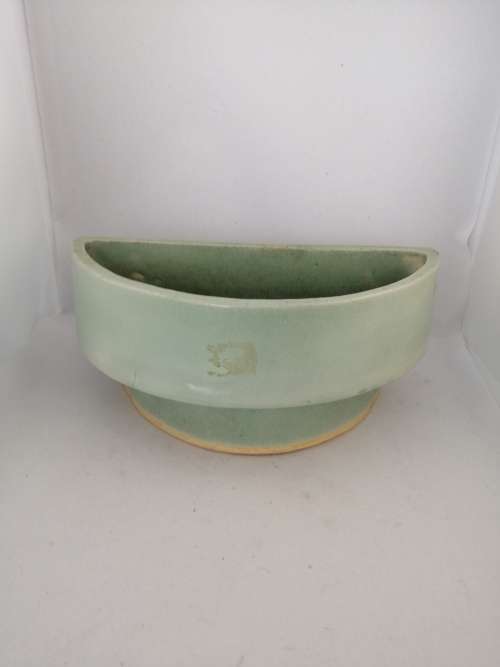 Vintage Mint Green Semi Circular Shaped Vase