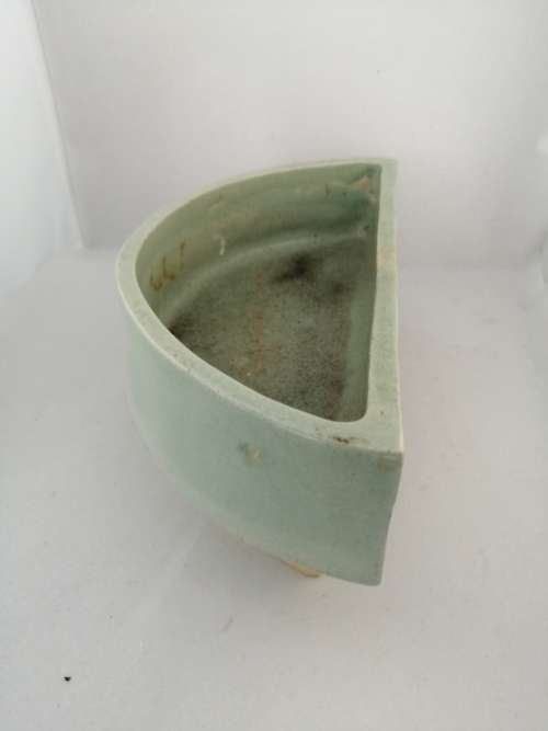 Vintage Mint Green Semi Circular Shaped Vase
