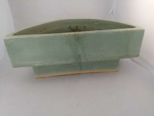 Vintage Mint Green Semi Circular Shaped Vase