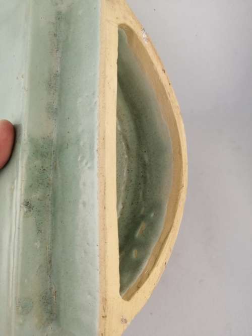 Vintage Mint Green Semi Circular Shaped Vase