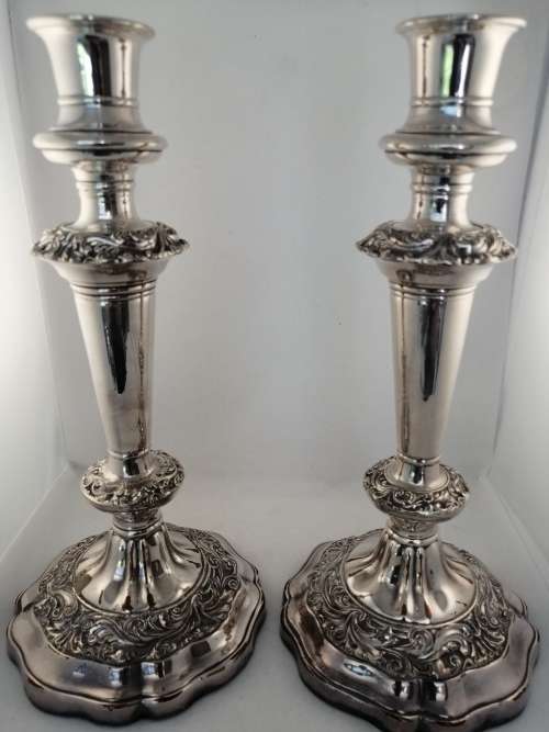 A Stunning Pair of Old Sheffield Plate Candle Sticks