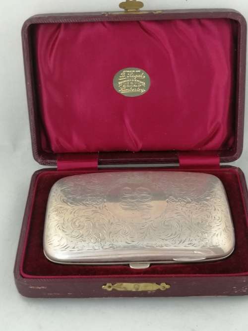 A Boxed Silver Cigar Case Williams Ltd Birmingham