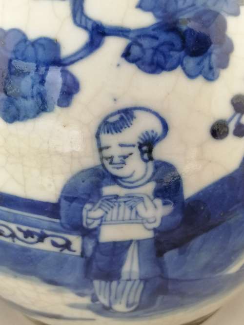 A  Pair of Chinese Ovoid Blue and White Jars Kangxi Period Style