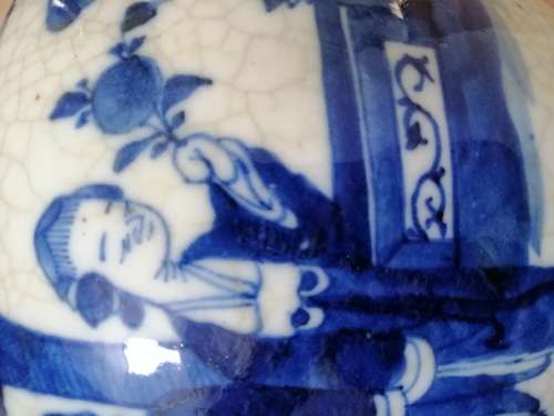 A  Pair of Chinese Ovoid Blue and White Jars Kangxi Period Style