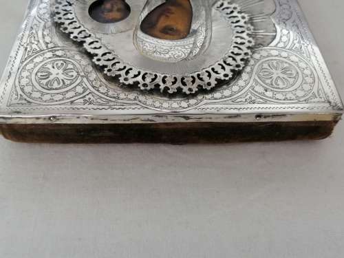 Two 19thc Russian Orthodox Silver Icons : St Petersburg and Moscow