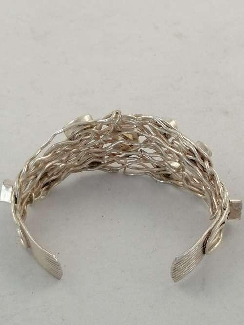 Silver Wire Work and Gem Stone Cuff Bracelet