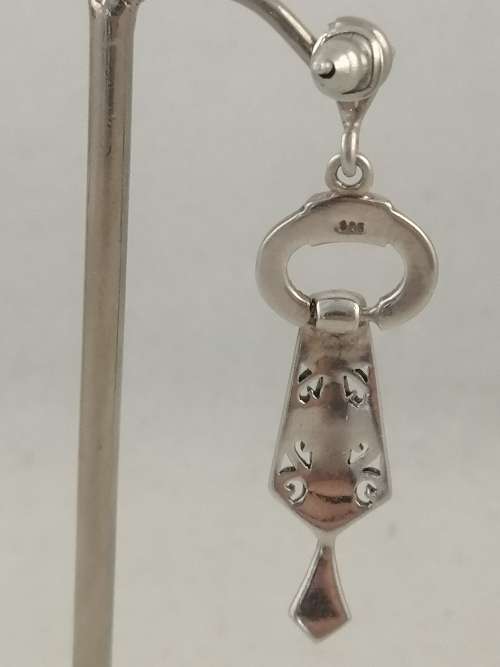 A Stunning Pair of Art Deco Silver and Marcasite Drop Earrings