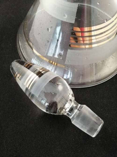 A Fabulous Bohemian Glass Decanter with Rose Gold Detail
