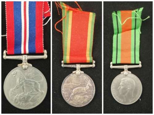 African Service Medal , The Defense Medal and The War Medal JL Wright 27612
