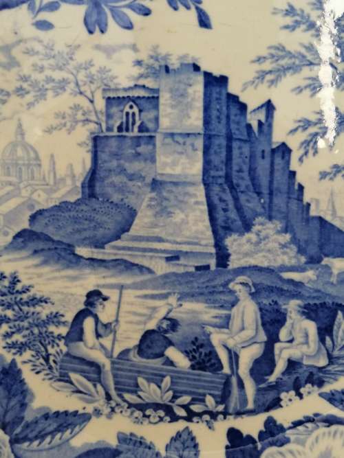 Antique Pearlware Transfer Don Pottery Italian Views Plate