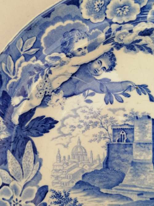 Antique Pearlware Transfer Don Pottery Italian Views Plate