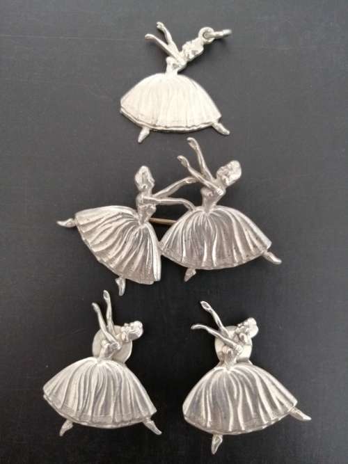 Candida Silver Ballerina Pendant, Brooch and Earring Set