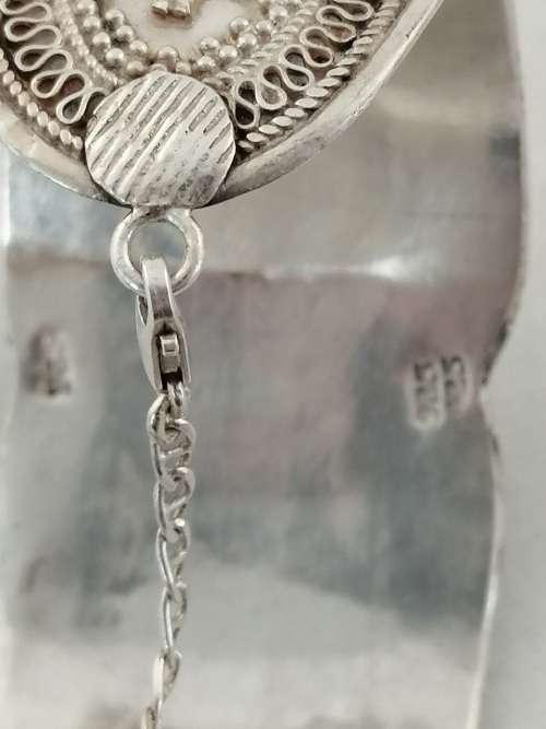 Stunning Bohemian Silver and Carnelian Cuff Bangle
