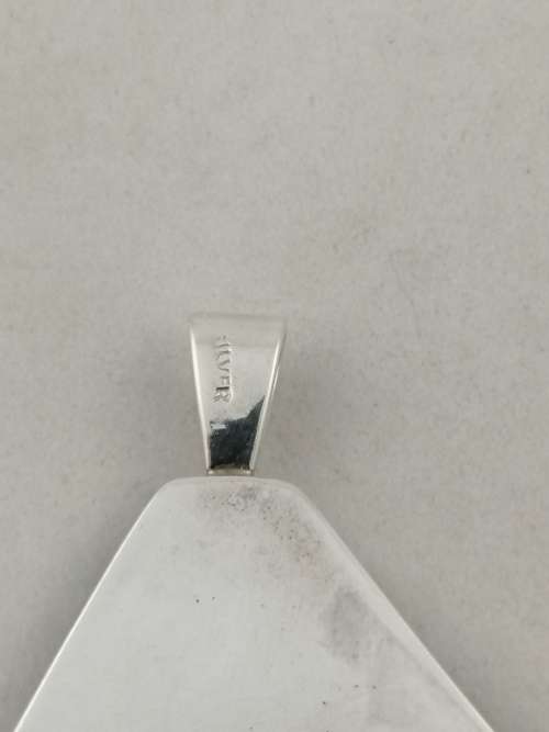 Modern and Striking Silver and Onyx/Black Glass Pendant