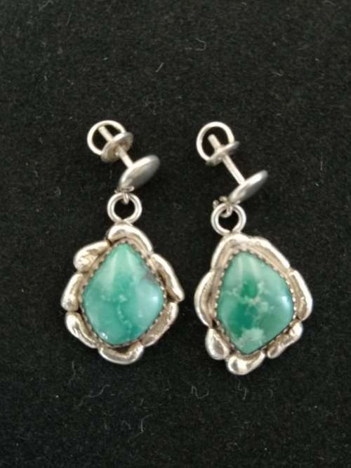 Designer Zuni El Paso Navajo Silver  Drop Earring set with Turquoise