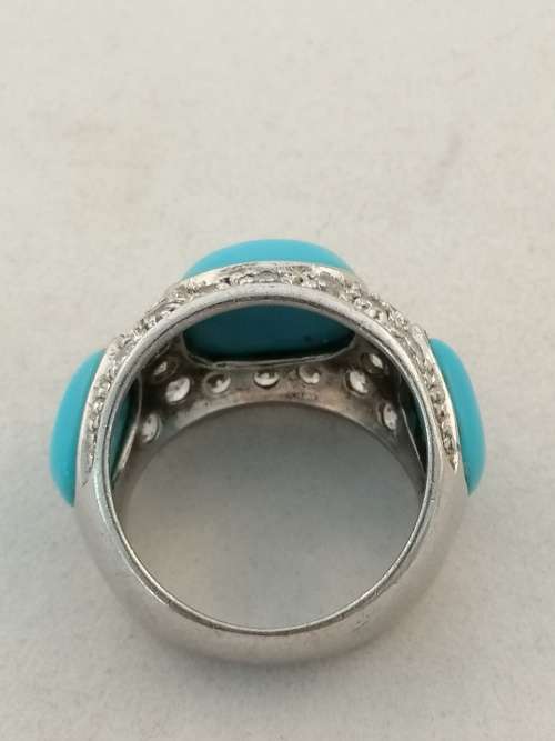 Fabulous Silver, Cubic Zirconia and Blue Stone Ring