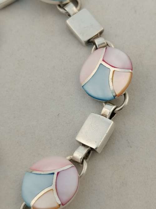 A Very Pretty Mother of Pearl and Silver Bracelet