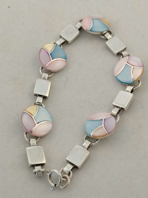 A Very Pretty Mother of Pearl and Silver Bracelet
