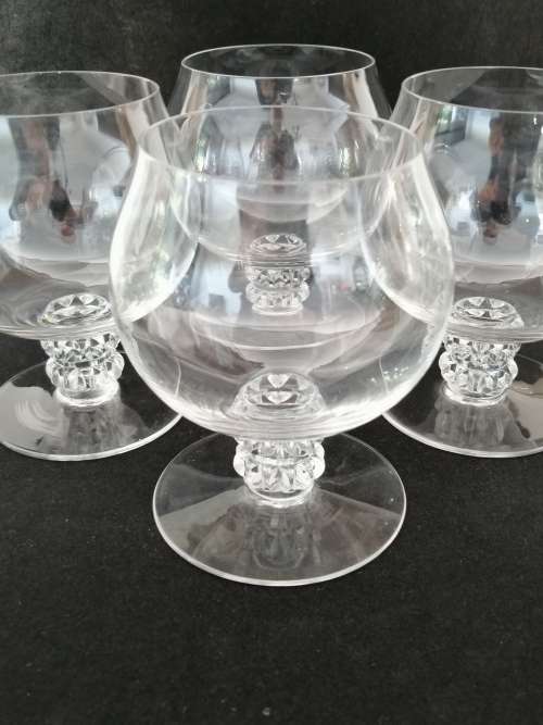 4 Lalique Alger Brandy Sniffer Glasses
