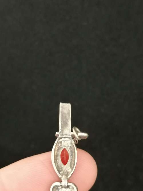 A Dainty Silver , Marcasite and Garent Bracelet