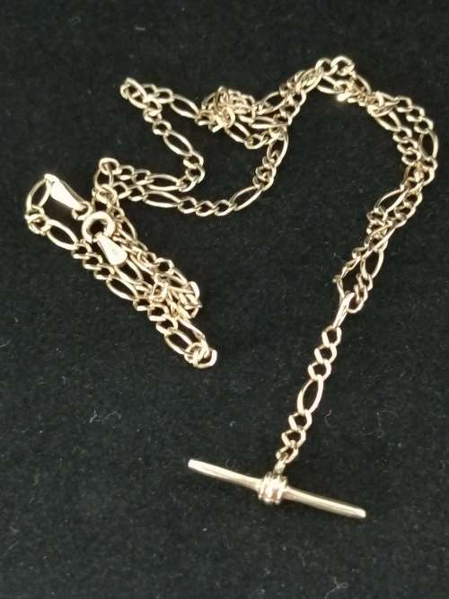 9ct Yellow Gold Flat Curb Link Fob Chain