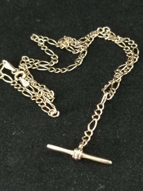 9ct Yellow Gold Flat Curb Link Fob Chain