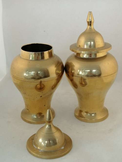 A Pair of Brass Vases