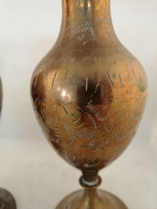 A Pair of Brass Vases