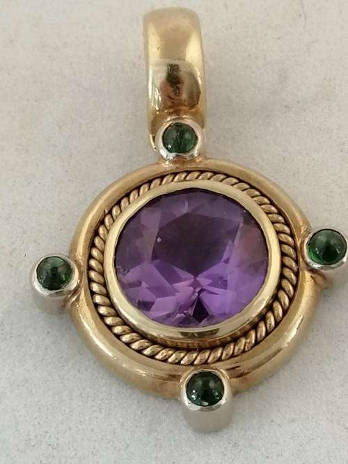 Reserved 9k Yellow Gold Pendant with Amethyst