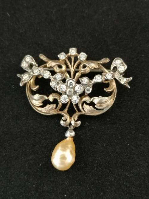 Silver and Pearl Brooch
