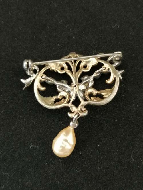 Silver and Pearl Brooch