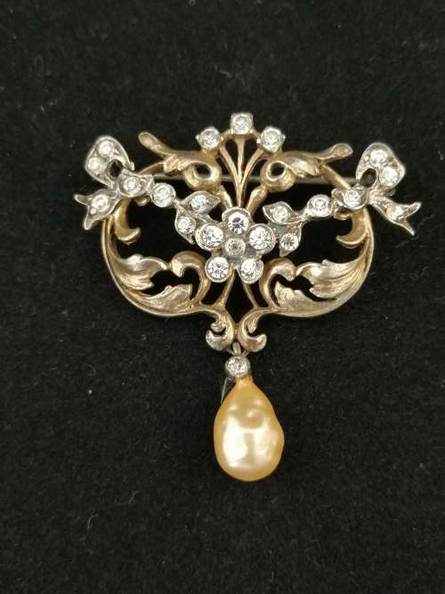 Silver and Pearl Brooch