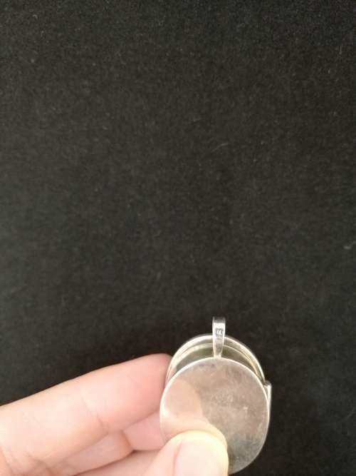 Silver Pill Box Pendant with Stone, Possibly Topaz
