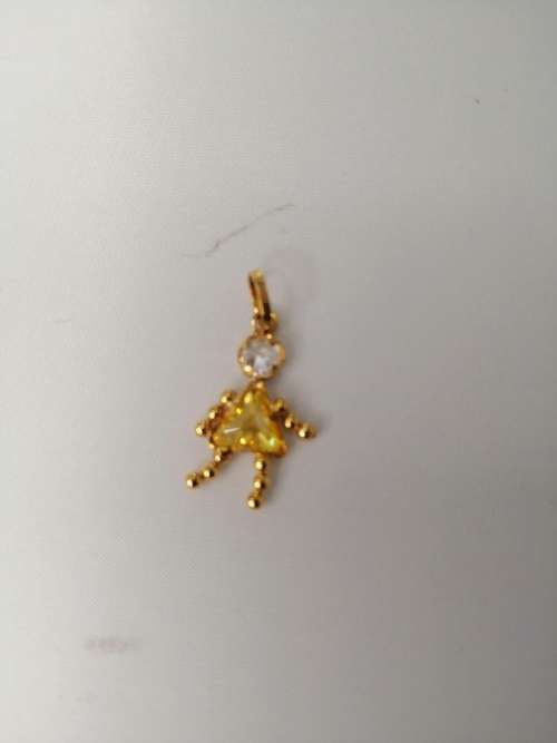 9ct GOLD ITALIAN BEAD CHARM YELLOW STONE