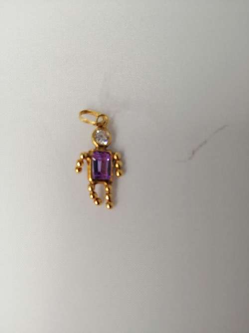 9ct GOLD ITALIAN CHARM WITH PURPLE STONE