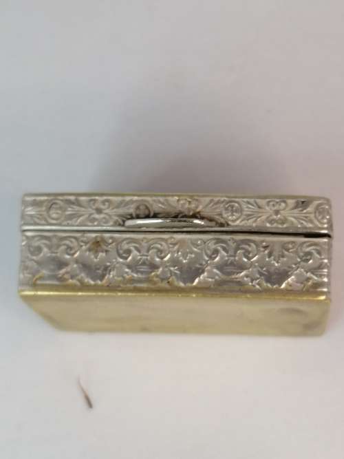 A BRASS AND SILVER PIN/SNUFF BOX RELIEF FIGURES OF PRIMAVERA BOTTICELLI ITALY