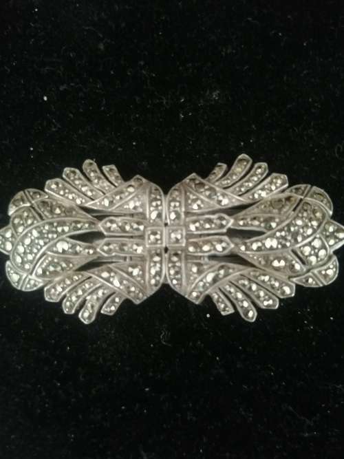 VINTAGE MARCASITE AND SILVERT0NE DUETTE BROOCH /DRESS /SHOE CLIPS