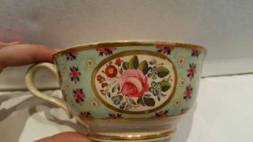 An early 19th Century  Derby Cabinet cup saucer and side plate