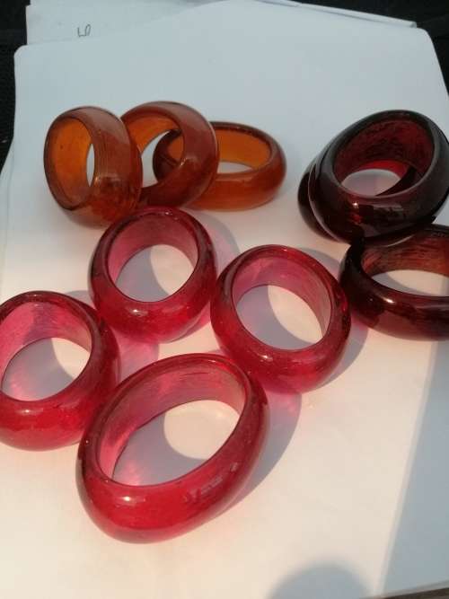 10 Vintage Glass Napkin Rings