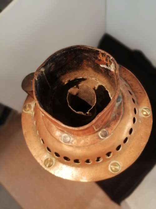 A copper Voortrekker oil lamp/ flame torch