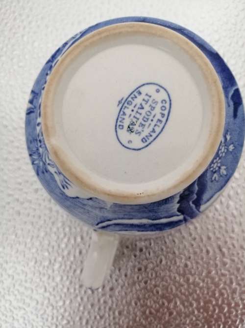Reserved Spode Italian Blue: Breakfast Cup  Blue Backstamp.