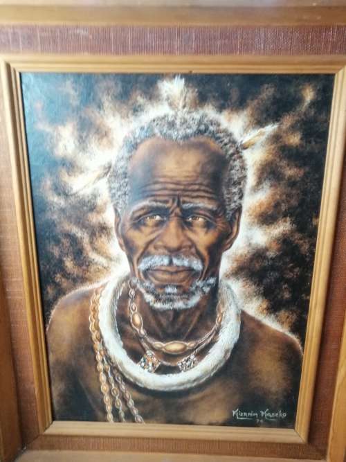 A MAGNIFICENT WORK OF ART ,MIZRAIM MASEK0, 1927-1994 , OIL ON EMBOSSED LEATHER.