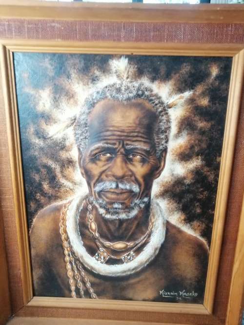 A MAGNIFICENT WORK OF ART ,MIZRAIM MASEK0, 1927-1994 , OIL ON EMBOSSED LEATHER.