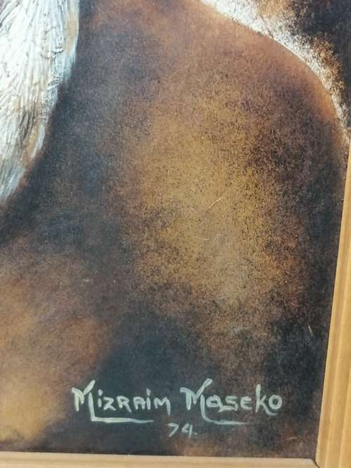 A MAGNIFICENT WORK OF ART ,MIZRAIM MASEK0, 1927-1994 , OIL ON EMBOSSED LEATHER.